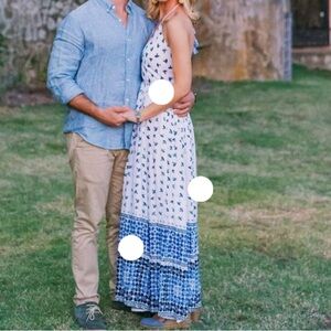 Roller Rabbit tile print halter maxi